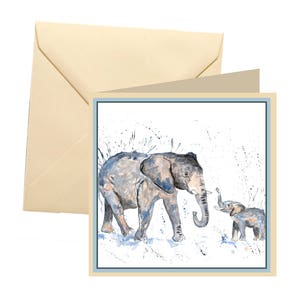 Elefant Grußkarte, Blankokarte, Grußkarte, Geburtstagskarte, Notizkarte, Dankeskarte, Elefant-Dankeskarte, Elefantenkarte