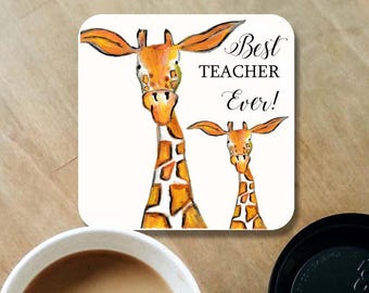 Giraffe coaster, teacher coaster, giraffe gift, table coaster, drink coaster, teacher gift, coaster, giraffe, home decor