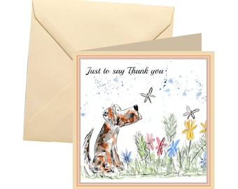 Dog thank you card, blank card, greetings card, thank you card, dog greetings card