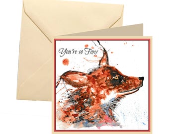 Fox anniversary card, fox lovers card, fox, girlfriend card, boyfriend card, your so foxy, valentines card