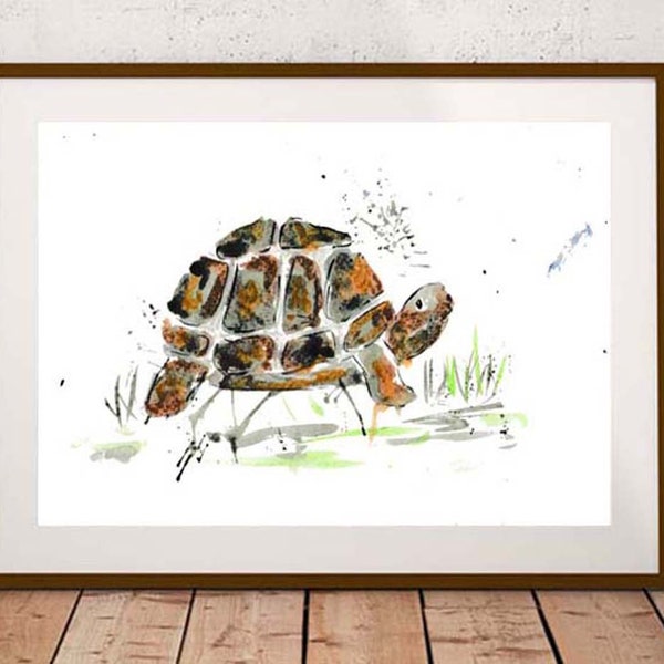 Giclee print, tortoise watercolour PRINT, tortoise print,tortoise illustration, tortoise art print, baby room decor, new baby gift