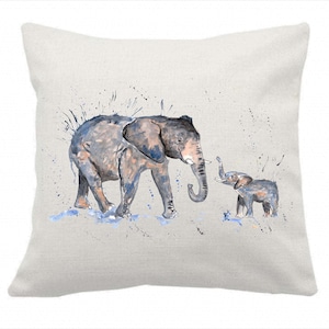 Funda de cojín de elefante, lindo cojín de elefante, personalizado, regalo amante de los elefantes, familia de elefantes