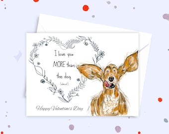 Valentines card, dog valentines card, fun valentines card, lovers card, love you card, joke valentines card