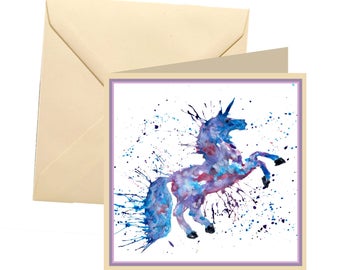 Unicorn blank card, blank card, greetings card, birthday card, unicorn card, magical birthday