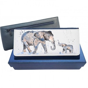 Monedero elefante, bolso marino, bolso rosa, bolso de cuero, regalo de elefante, billetera de elefante, bolso de cuero de elefante, familia de elefantes