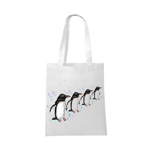 Penguin bag, personalised tote bag, Natural bag, shopping bag, penguin gift, penguin lover