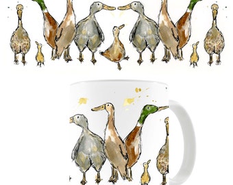 Ducks mug, duck lover gift, cute ducks, ceramic mug, duck cup, animal mug, duck family, country kitchen