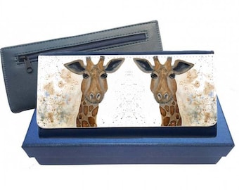 Personalized Giraffe Print Genuine Leather Small Framed Wallet Personalized Giraffe Print Genuine Leather Small Framed Wallet