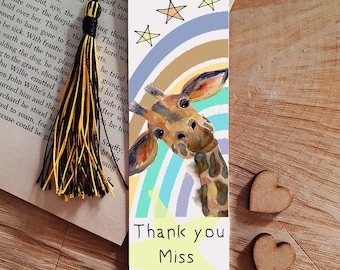 Teacher giraffe bookmark, metal bookmark, book lover, giraffe lover gift, cute bookmark, nursery assistant