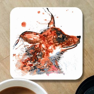 Fox coaster, wooden coaster, fox gift, fox lover, table coaster, drink coaster, tile coaster, housewarming gift, coaster, wildlife