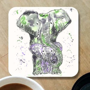 Untersetzer Elefantenfamilie, Untersetzer Elefant, Untersetzer Elefant, Geschenk für Elefanten, Untersetzer Elefant, Geschenk für Elefanten, Untersetzer, Untersetzer