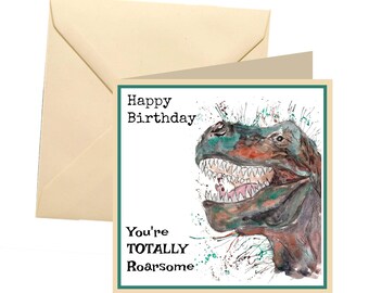 Dinosaur greetings card, card blank, card greetings, card, birthday card, dinosaur card, childrens card, kids card, childrens birthday card