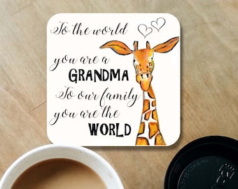 Grandma coaster, Gran coaster, wooden coaster, Gran gift, table coaster, drink coaster, giraffe coasters, Grandma gift, Mother&#39;s day