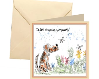 Animal sympathy card, blank card, sympathy card, dog sympathy card, with sympathy, pet loss card, bereavement card