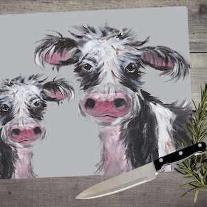 Cow chopping board, cutting board, glass chopping board, cow kitchen gift, country kitchen