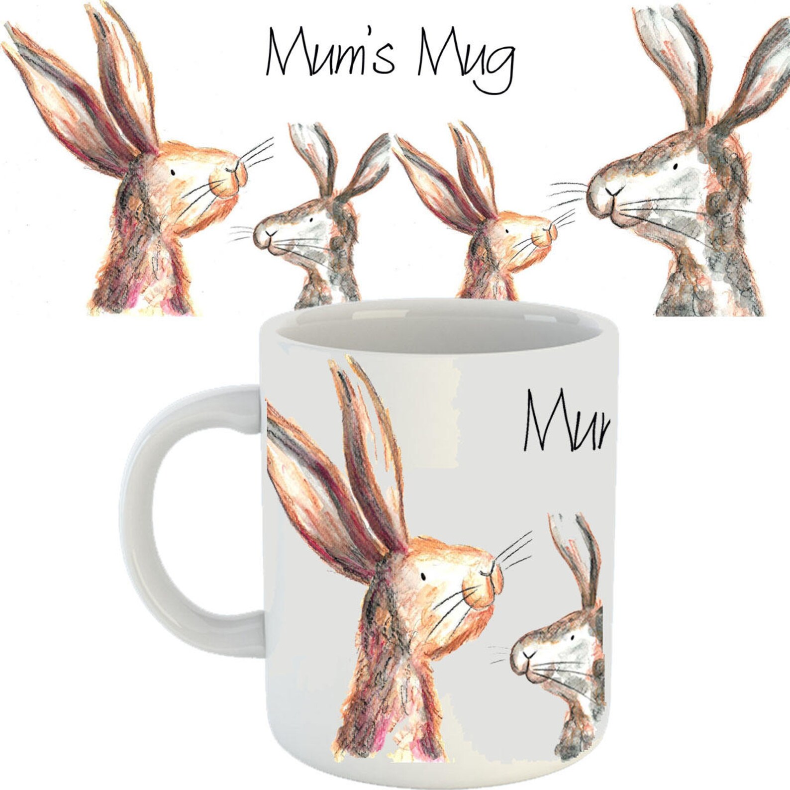 Rabbit Mug Hare Mug Ceramic Mug Country Kitchen Gift for Etsy