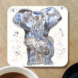 Untersetzer Elefantenfamilie, Untersetzer Elefant, Untersetzer Elefant, Geschenk für Elefanten, Untersetzer Elefant, Geschenk für Elefanten, Untersetzer, Untersetzer