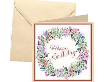 Carte d'anniversaire florale, carte vierge, carte d'anniversaire amusante, carte d'anniversaire, anniversaire, fleurs, joyeux anniversaire