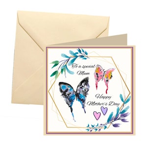Carte de fête des mères papillon, carte vierge, carte de fête des mères mignonne, carte de fête des mères, carte de maman papillons