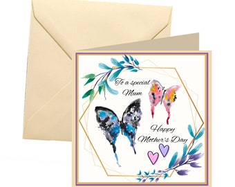 Butterfly Mothers day card, blank card, cute mothers day card, Mothers day card, butterflies mum card