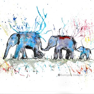 Giclee print, Elephant watercolour PRINT, elephant family, elephant art, watercolour painting, elephant lover gift, watercolour animal print image 2