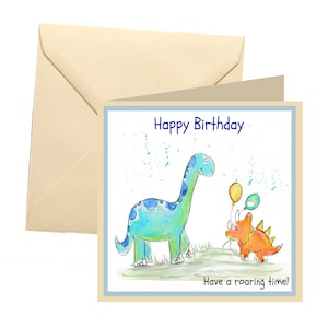Dinosaur greetings card, card blank, card greetings, card, birthday card, dinosaur card, childrens card, kids card, childrens birthday card