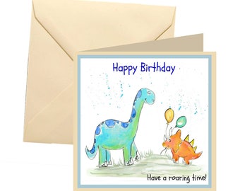 Dinosaur greetings card, card blank, card greetings, card, birthday card, dinosaur card, childrens card, kids card, childrens birthday card