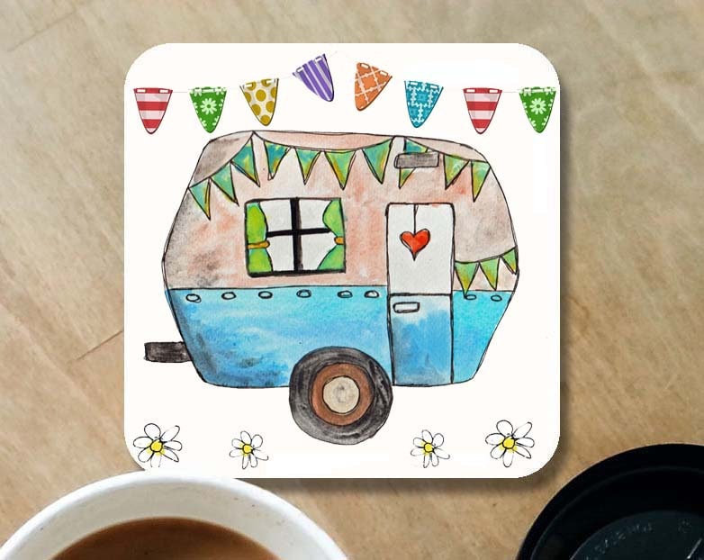 Caravan Coaster, Wooden Coaster, Caravan, Table Coaster, Drink Coaster ...