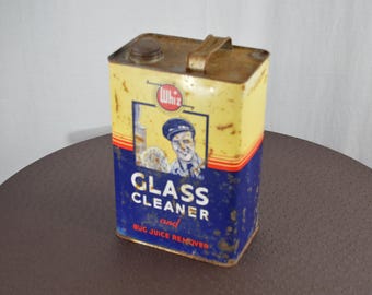 Vintage Whiz Glass Cleaner Can: R M Hollingshead Corp. 1-Gallon Empty Tin, #881