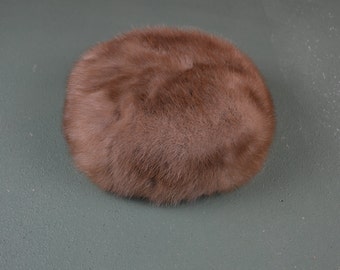 Natural Mink Winter Hat, Vintage 1960s Fur, #412