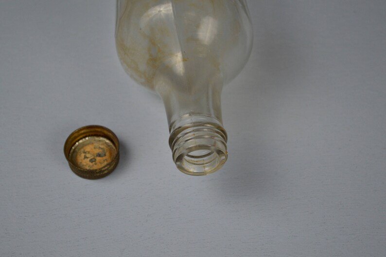 Vintage Heinz Fluted Clear Glass Vinegar Bottle With Metal Screw Cap