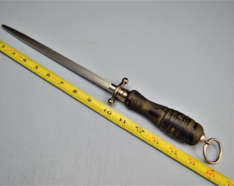 German Knife Steel, Butcher Rod, Sharpening Hone, Vintage Knife Tool  #681