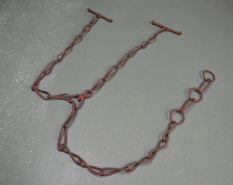 Rusted Chain, Metal Steampunk Parts, Vintage Farm Tools, #694