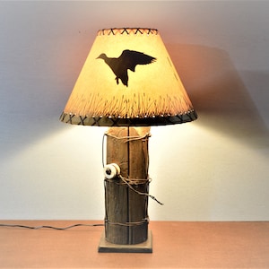 Rustic Cedar Wood Fence Post Lamp, Country Table Light,  Old  Vintage Barbed Wire  #617