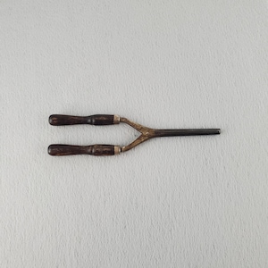 Antique Hair Curler, 1800 Era Beauty tools, Wood Handle Spring Loaded, #920