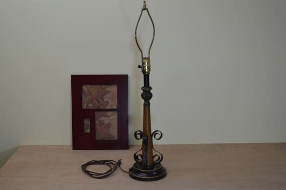 vintage wood table lamp