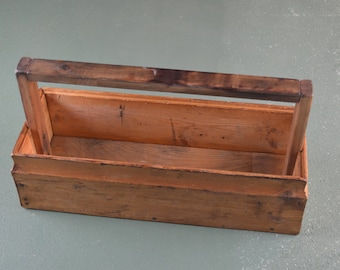 Vintage Carpenters Wood Tool Tote, Country Decor 1950 Era, #423