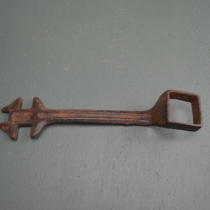Vintage Axle Nut Wrench, Rusted Combination Farm Tool, Three Point Tool,  #577