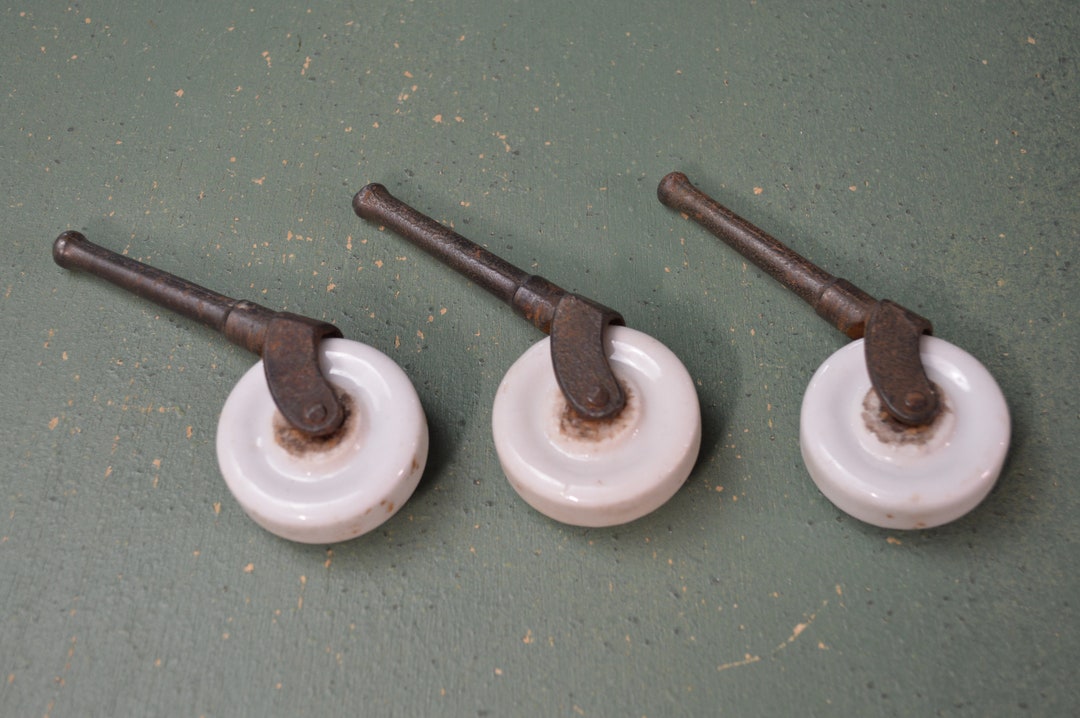 Porcelain Casters, Old Furniture Wheels, Era 1900 Hardware, 746 Etsy
