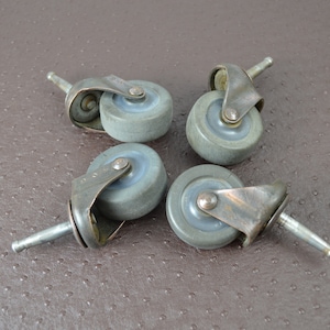 Bassick Ball Bearing Office Chair Casters, 2 Inch Rubber Wheels, Vintage Furniture Parts, #848