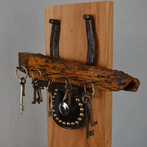 Western Key Holder with Silver Studded Blinder on Wagon Wheel Spoke,#754