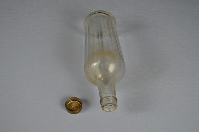 Vintage Heinz Fluted Clear Glass Vinegar Bottle With Metal Screw Cap