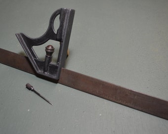Vintage Machinist Combination Square, Early 1900s Merit Square, #304