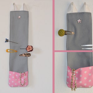 Hair clip holder stars Mrs. Knallerbse With the hair clip depot in pink gray all hair clips are sorted and tidy image 1
