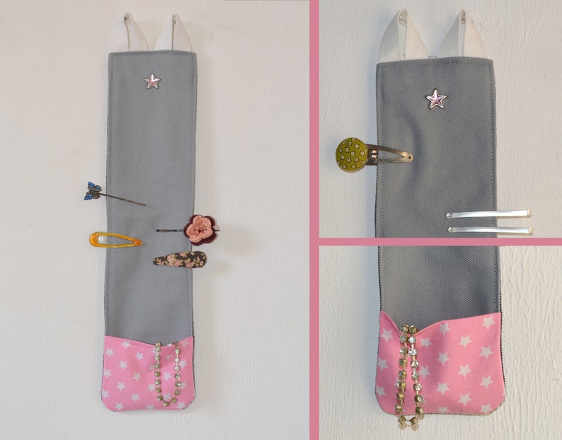 Hair clip holder stars Mrs. Knallerbse With the hair clip depot in pink gray all hair clips are sorted and tidy image 1