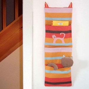 Wandutensilo Miezekatze Knallerbse Wandutensilio mit Katze in rosa, orange, blau, rot schafft platzsparend Ordnung afbeelding 5