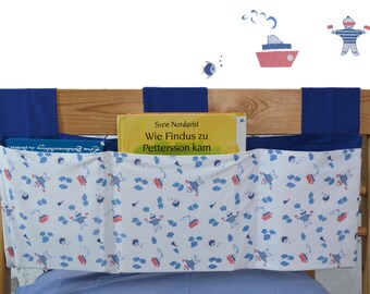 Bed utensil silo, unique pieces - Mrs Knallerbse, great storage on the bed in blue, red, white for fans of maritime vintage fabrics