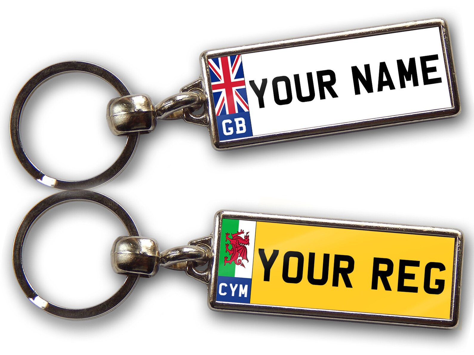 PERSONALISED NUMBER PLATE Keyring Flags Custom Gift Large Etsy