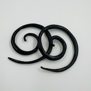 Hand Carved Water Buffalo Horn Spiral Earrings: Tribal Gauges 3MM 8G