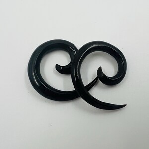 New black water buffalo horn spiral 4MM 6G or 5MM 4G gauges tapered plugs earrings handmade organic tribal jewelry 1” long
